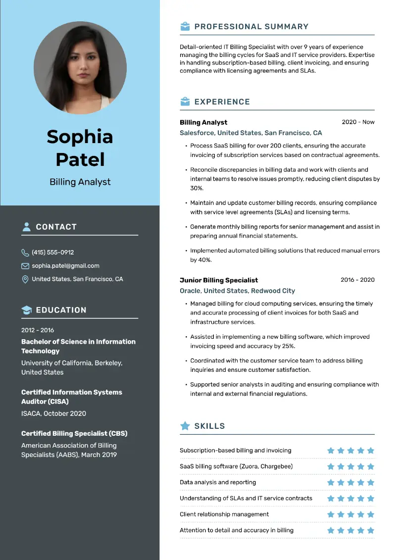 Billing Analyst Resume