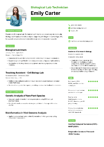 Biological Lab Technician Resume Biological Lab Technician Resume