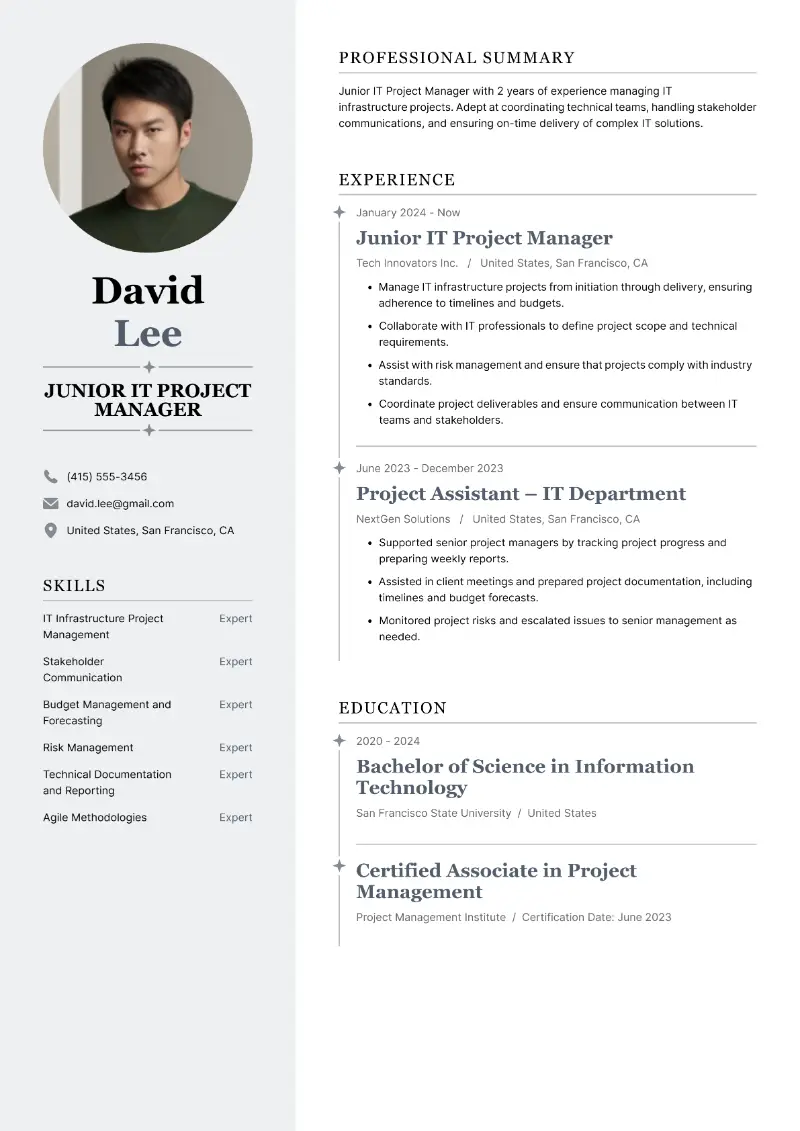 Junior IT Project Manager Resume Junior IT Project Manager Resume