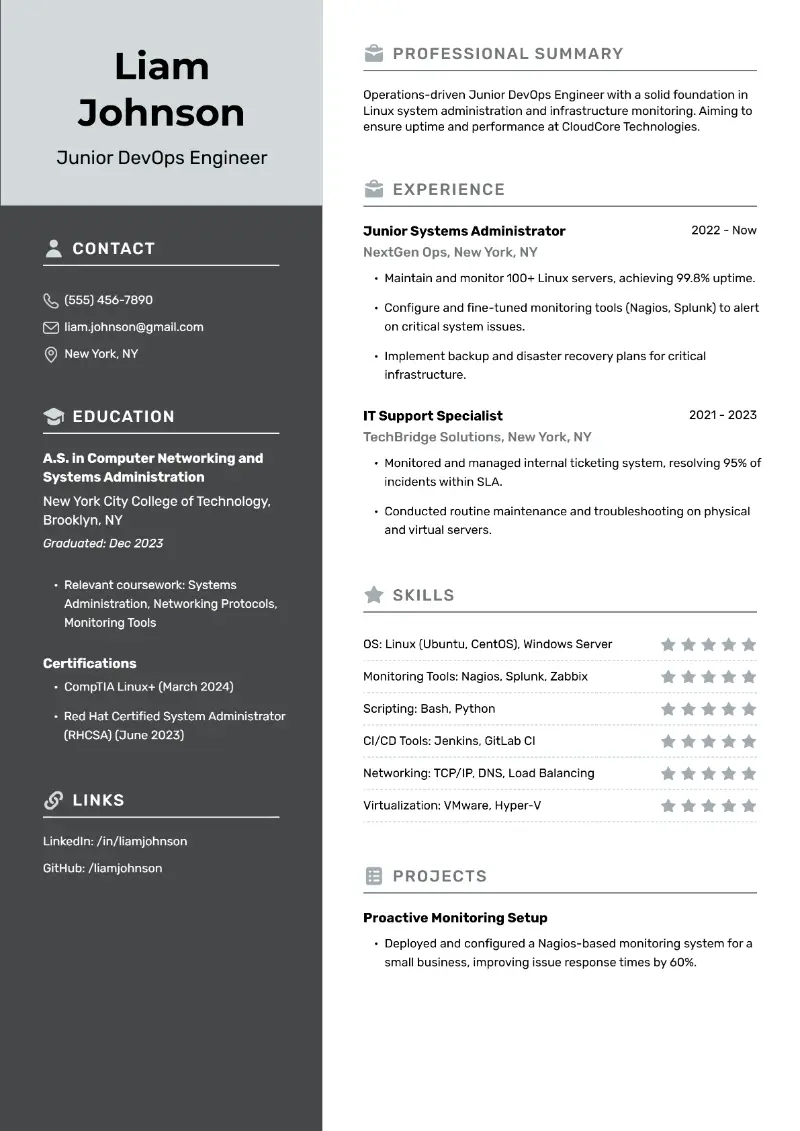Junior DevOps Engineer Resume Junior DevOps Engineer Resume