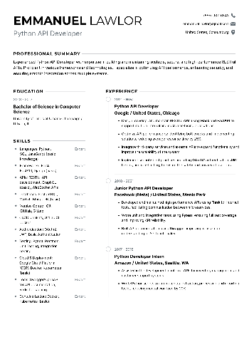Python API Developer Resume Python API Developer Resume