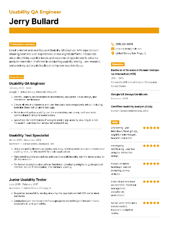 Usability QA Engineer Resume Usability QA Engineer Resume