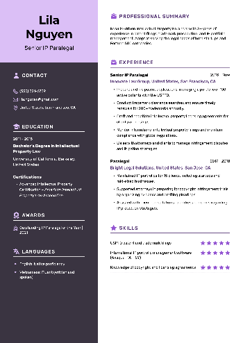 Senior IP Paralegal Resume Senior IP Paralegal Resume