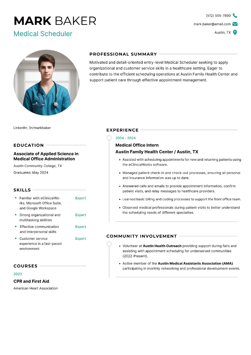 Medical Scheduler Resume Medical Scheduler Resume