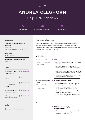 Help Desk Technician Resume