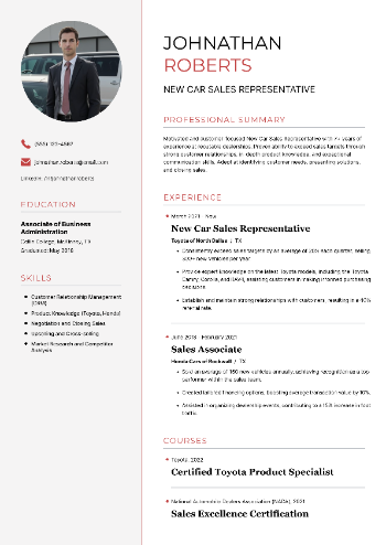 New Car Sales Representative Resume New Car Sales Representative Resume