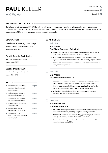 MIG Welder Resume MIG Welder Resume