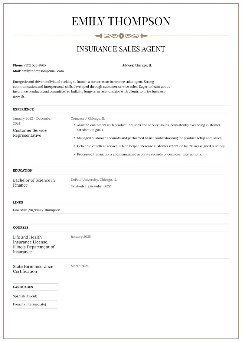 Insurance Sales Agent Resume Insurance Sales Agent Resume