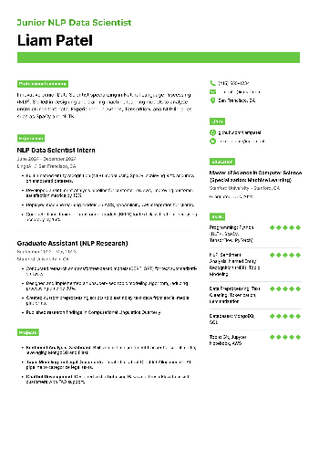 Junior NLP Data Scientist Resume Junior NLP Data Scientist Resume