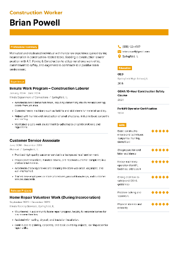 Construction Worker Resume