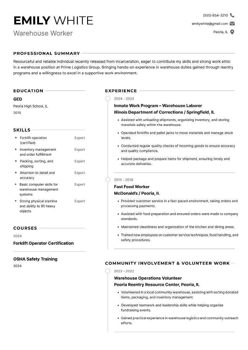 Warehouse Worker Resume Warehouse Worker Resume