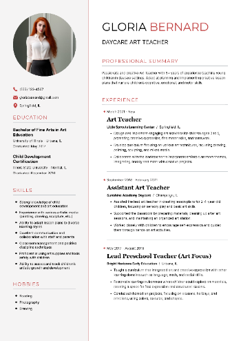 Daycare Art Teacher Resume Daycare Art Teacher Resume
