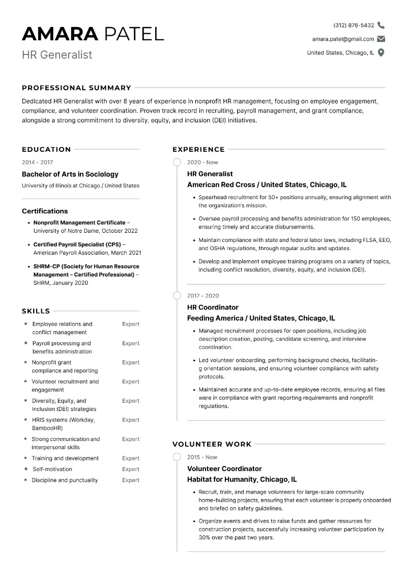 HR Generalist  Resume HR Generalist  Resume