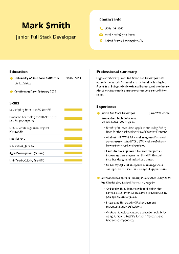 Junior Full Stack Developer Resume