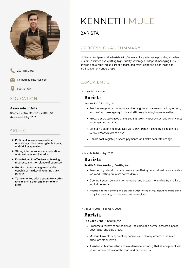 Barista Resume