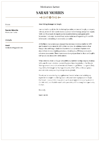 Motivation Letter Cover Letter Motivation Letter Cover Letter