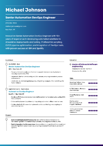 Senior Automation DevOps Engineer Resume Senior Automation DevOps Engineer Resume