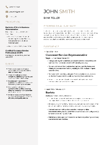 Bank Teller Resume Bank Teller Resume