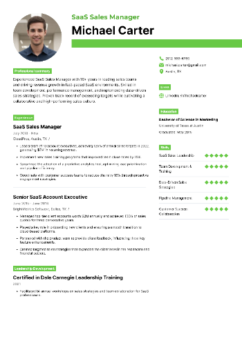 SaaS Sales Manager Resume SaaS Sales Manager Resume