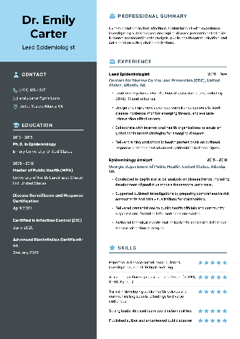 Lead Epidemiologist Resume Lead Epidemiologist Resume