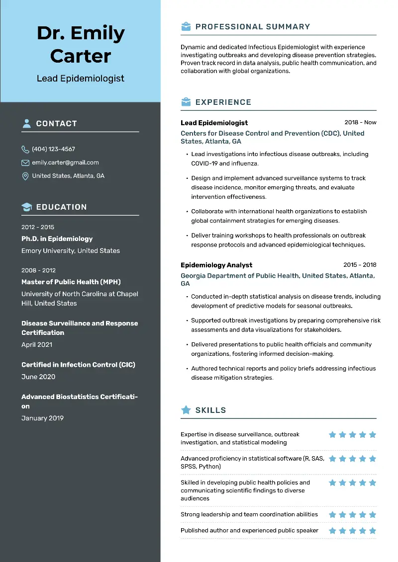 Epidemiologist Resume Examples and Templates for 2025