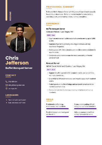 Buffet Banquet Server Resume
