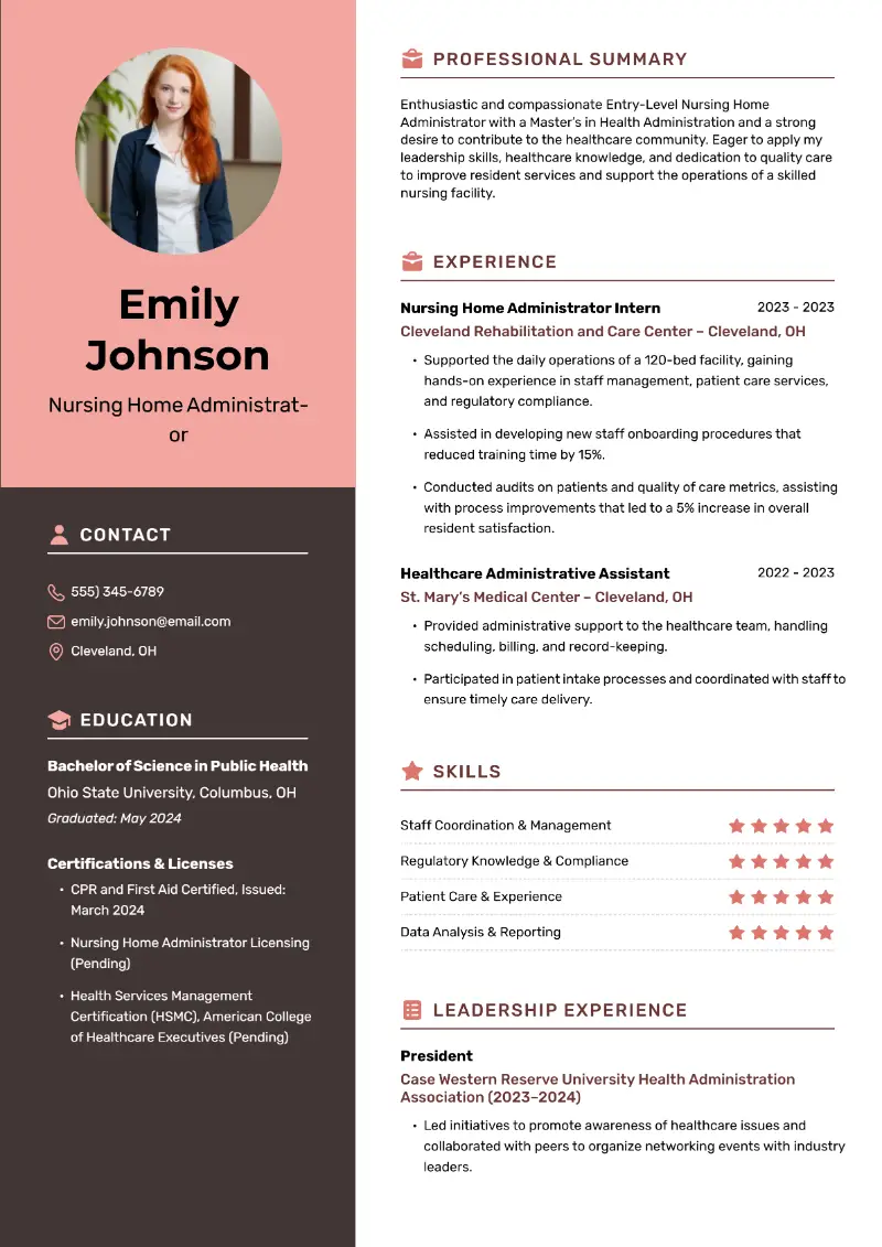 Nursing Home Administrator Resume Nursing Home Administrator Resume