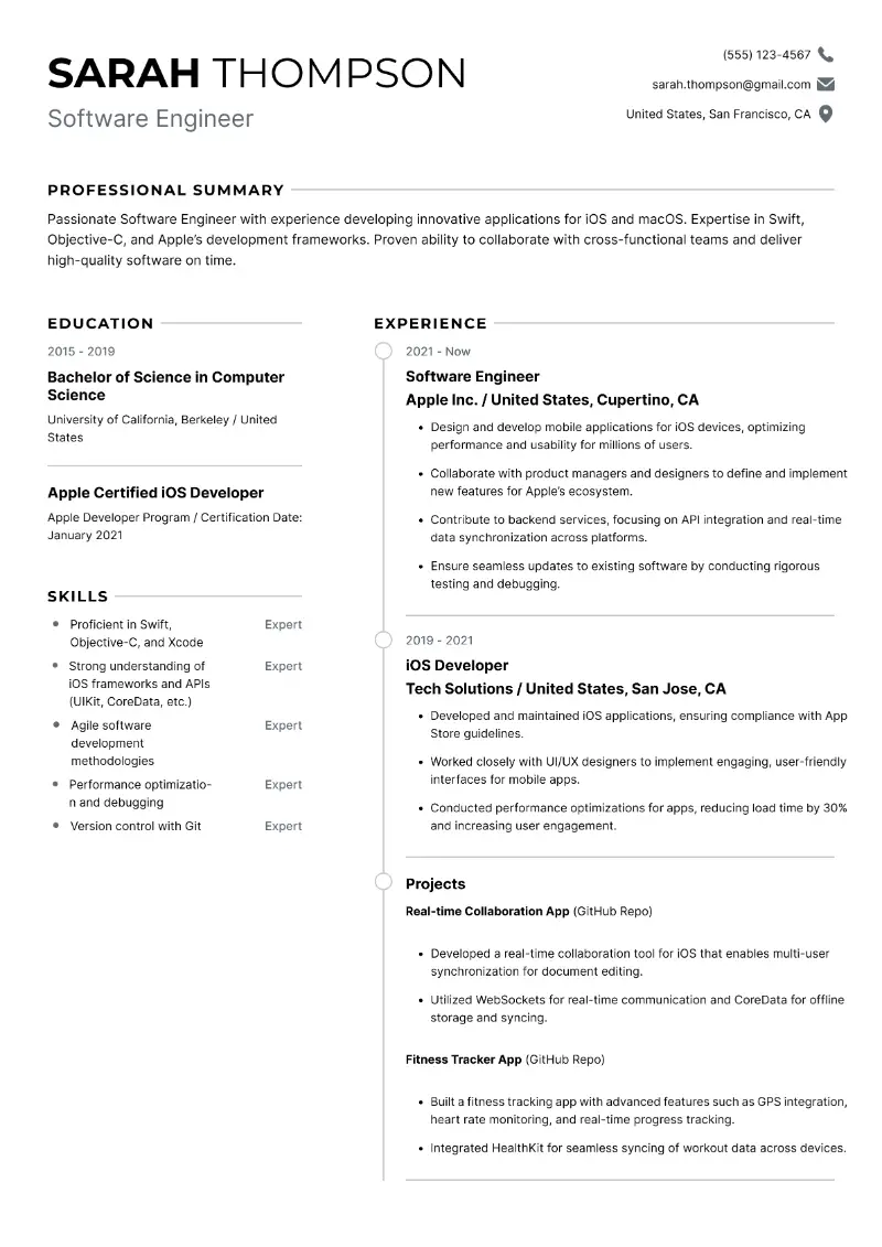 Apple Resume Examples, Templates & Guide for 2025
