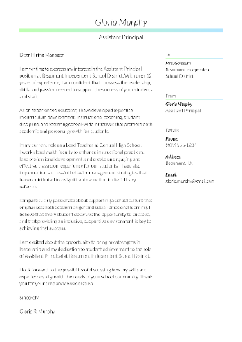 Assistant Principal Cover Letter Sample Assistant Principal Cover Letter Sample