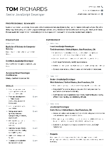 Senior JavaScript Developer Resume Senior JavaScript Developer Resume