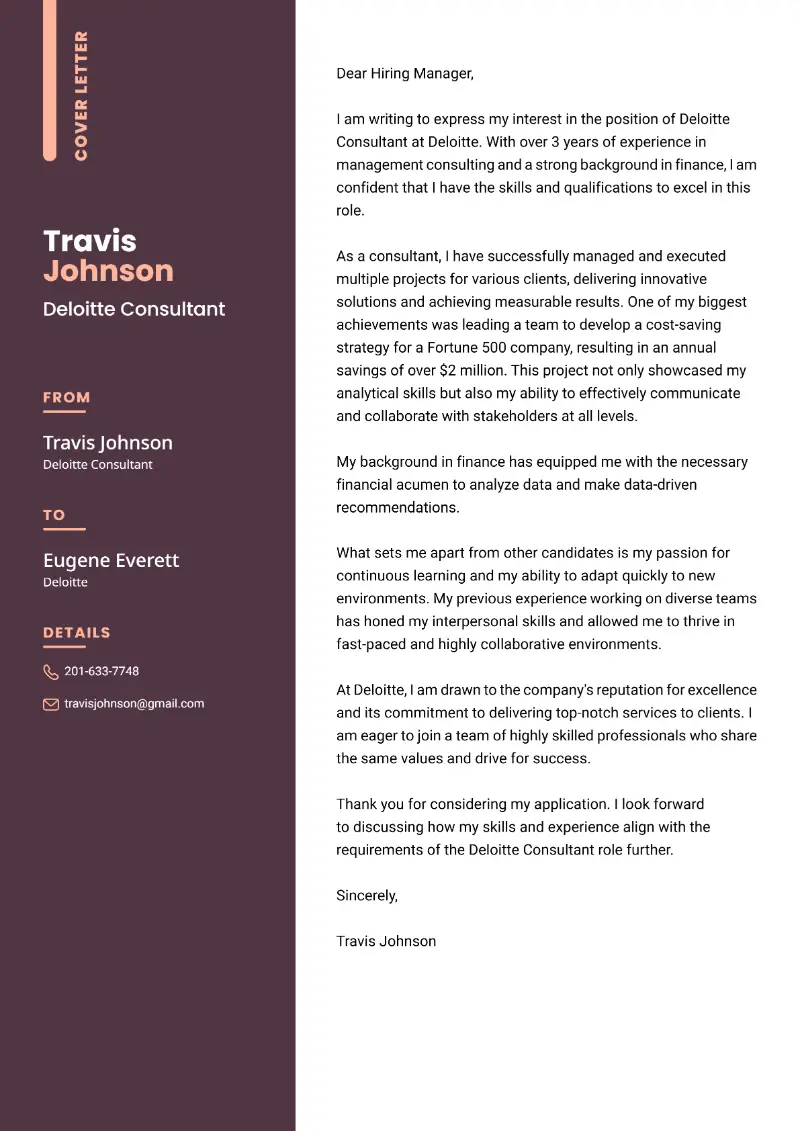 Deloitte Consultant Cover Letter Deloitte Consultant Cover Letter