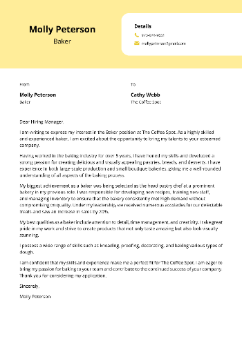 Baker Cover Letter Baker Cover Letter