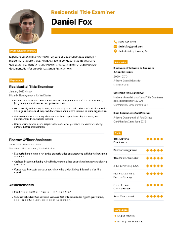 Residential Title Examiner Resume Residential Title Examiner Resume
