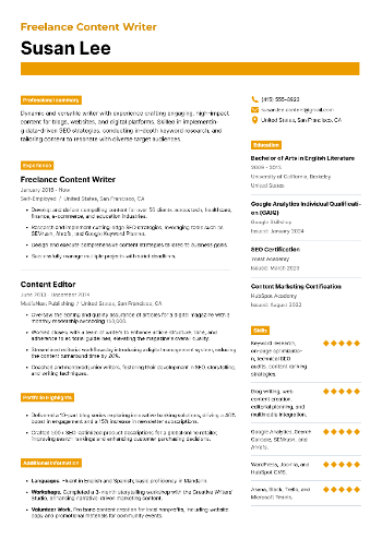 Freelance Content Writer  Resume Freelance Content Writer  Resume
