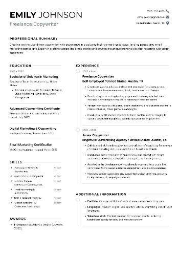 Freelance Copywriter Resume Freelance Copywriter Resume