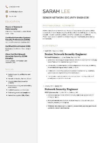 Senior Network Security Engineer Resume