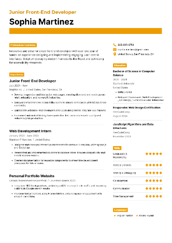 Junior Front-End Developer  Resume