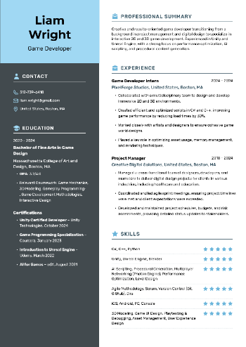 Game Developer Resume Game Developer Resume