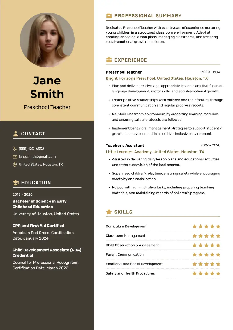 Early Childhood Educator Resume Examples and Templates