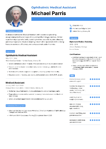 Ophthalmic Medical Assistant Resume