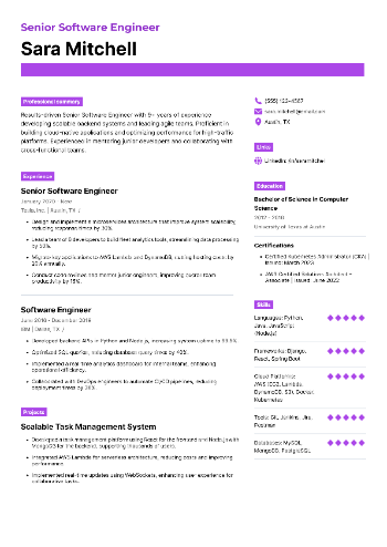 Senior Software Engineer Resume