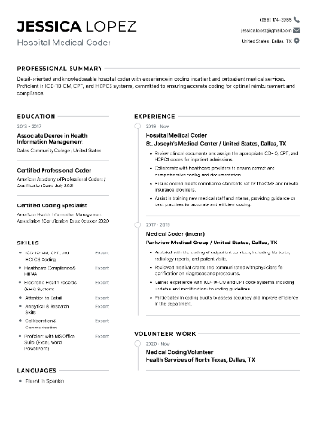 Hospital Medical Coder Resume Hospital Medical Coder Resume