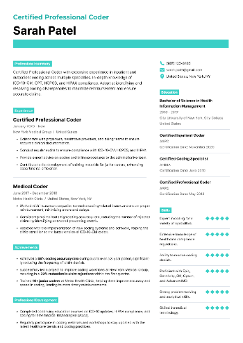 Certified Professional Coder Resume Certified Professional Coder Resume