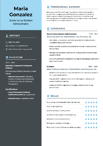 Junior Linux System Administrator  Resume