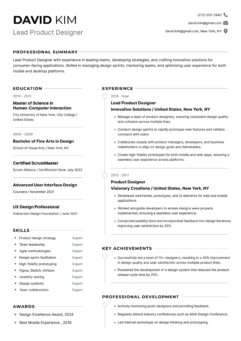 Senior Product Designer Resume Examples and Guide for 2025