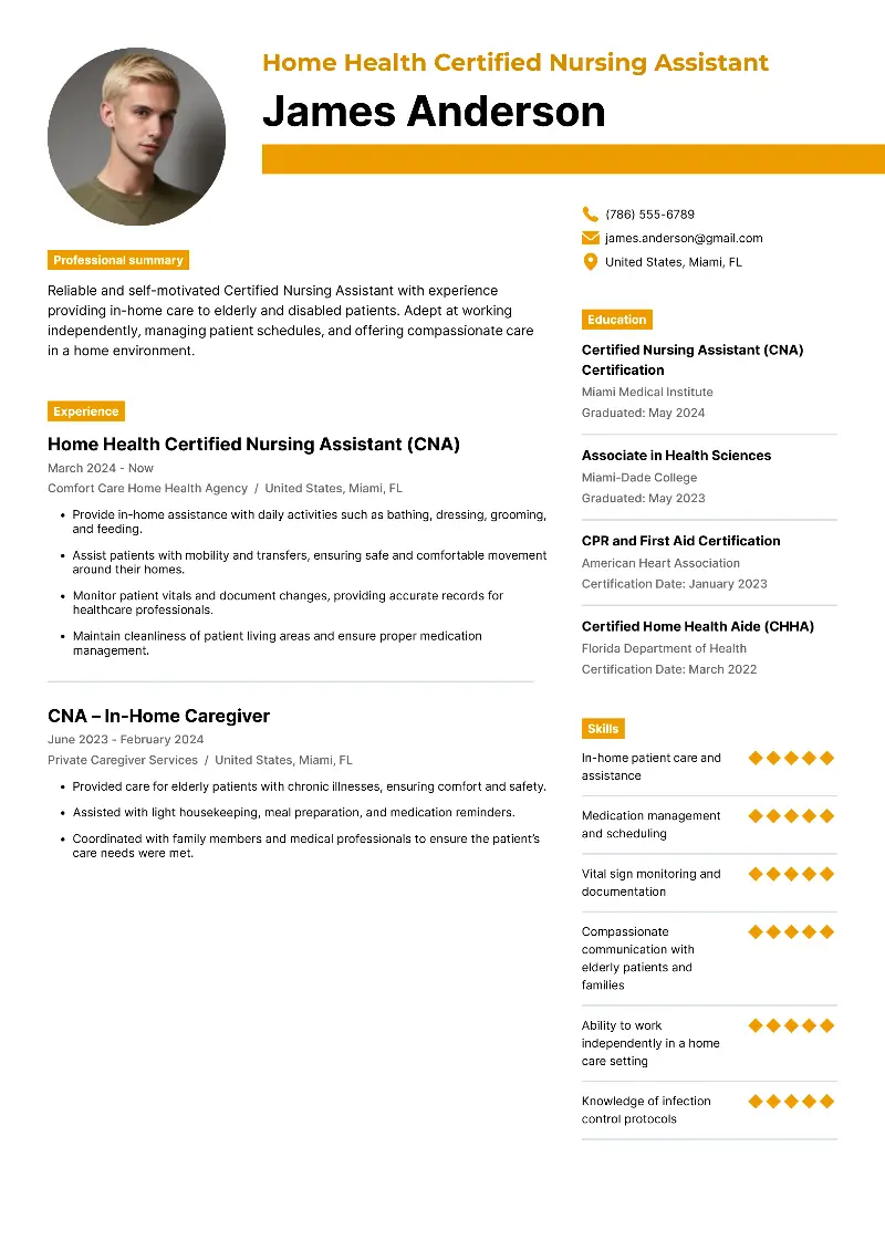Home Health Certified Nursing Assistant Resume Home Health Certified Nursing Assistant Resume