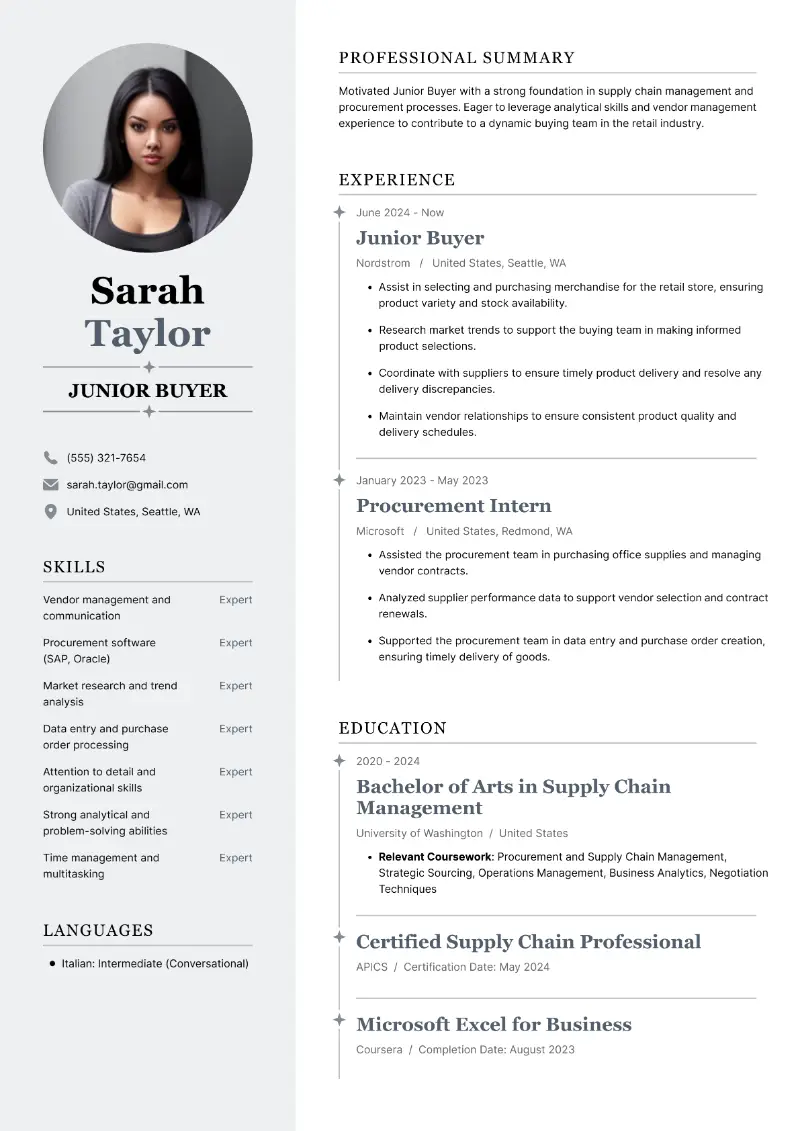 Junior Buyer Resume Junior Buyer Resume