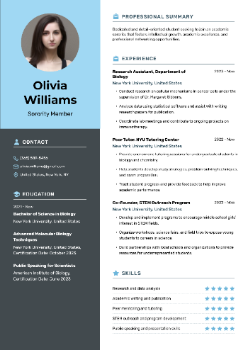 Sorority Member Resume Sorority Member Resume