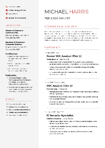 Tier 3 SOC Analyst Resume Tier 3 SOC Analyst Resume