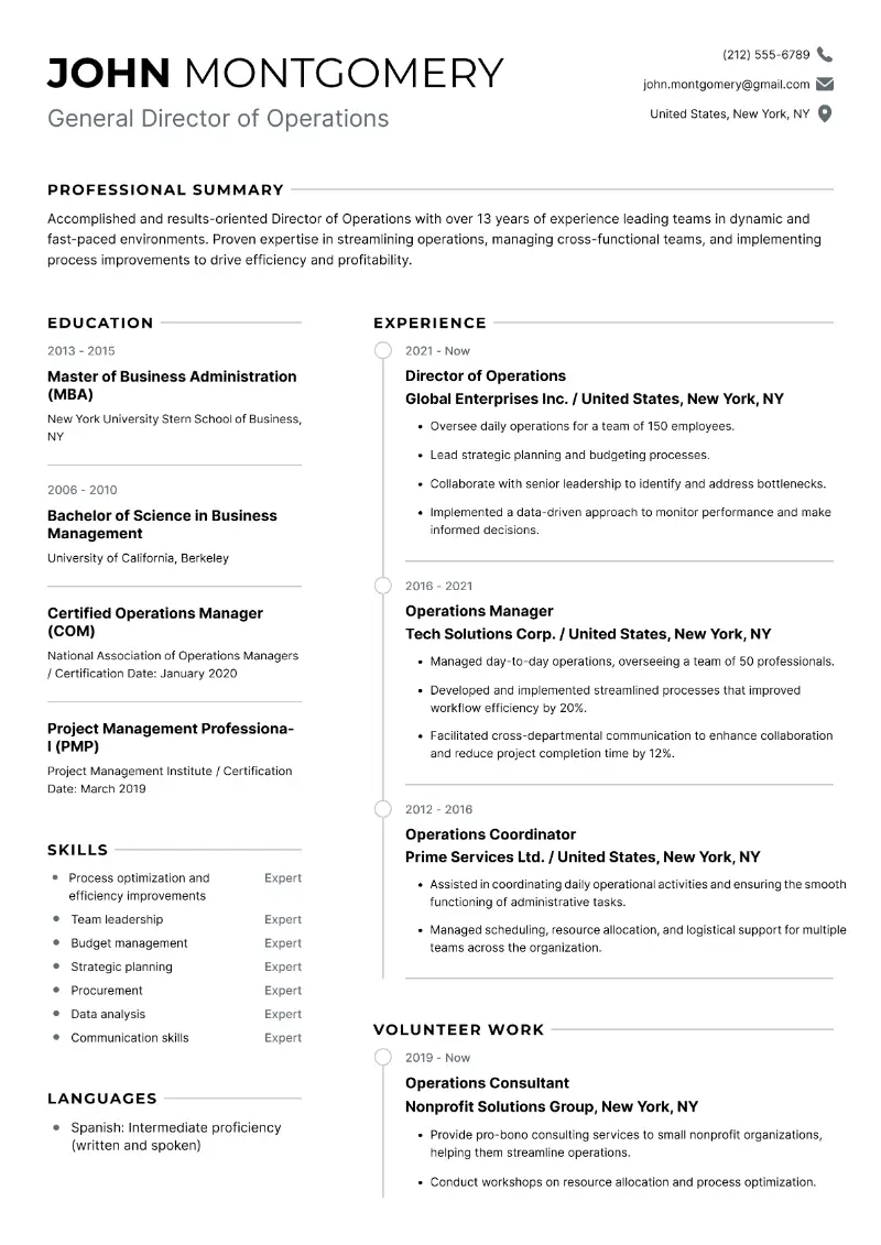 Director of Operations Resume Examples & Templates for 2025